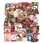 ショッピングぽっきり テキサス カウボーイ カウガール ステッカー ５０枚セット シール コート紙製 アメリカン アメリカ 雑貨 メール便送料無料