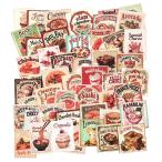 カフェのフード柄 ステッカー ５０枚セット コート紙製 シール アメリカ アメリカン 食品 食べ物 雑貨 メール便送料無料