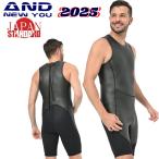 ショートジョン スキンタイプ 2mm メンズ サーフィン ウェットスーツ ANDNEWYOU 2025年モデル ウエットスーツ ノースリーブ ハーフパンツ