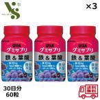 グミサプリ 鉄＆葉酸 30日分 60粒 x3個セット UHA味覚糖 アサイーミックス味 グミ 鉄 葉酸 グミサプリ 鉄分 ボトルタイプ