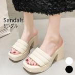 チャンキーヒール サンダル レディース 厚底 ミュール ビーチサンダル つっかけ 靴 婦人 オフィスサンダル  822E15323