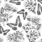 ショッピング無くなり次第終了 ポーセラーツ 転写紙 花柄 バタフライ VICTORIAN ROSE (ヴィクトリアンローズ・ブラック)  (無くなり次第終了)
