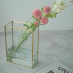 フラワーベース ガラス 花瓶 /ゴールドフレームフラワーベース (レクタングルL)/ 花器 おしゃれ インテリア ディスプレイ 一輪挿し 花瓶 オブジェ