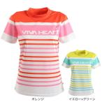 ビバハート（VIVA HEART）（レディース）ゴルフウェア 吸水 速乾 ストレッチポリボーダー半袖モックネック 012-28443