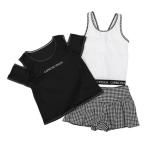 カプリッチョフィグリア(Capricho Figlia)(キッズ)ギンガム タンキニ Tシャツ付き 3点セット 375052-25WHT