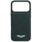 アストンマーチン iPhone17ProMax レザー パフォーデット バックカバー キルトダイアモンド ブラック ASHCP17XPHOK