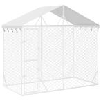 屋外犬小屋 屋根付き シルバー 3x1.5x2.5 m 亜鉛メッキ鋼製
