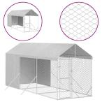 屋外犬小屋 屋根付き シルバー 2x6x2.5 m 亜鉛メッキ鋼製