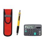 ミニ電卓付 布ペンケース赤 トライアングル3メカラバーセット 黄 T23-D-NK02R-TR3M-Y