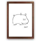 ポスターaoipro ピカソ カバの絵 (A4サイズ（木目調フレーム付き）)