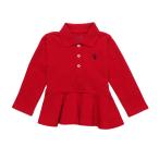 ポロ ラルフローレン POLO RALPH LAUREN ベビー 女の子 長袖 ポロシャツ Peplum Piqu? Polo Shirt レッド Park Ave Red