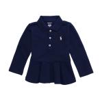 ショッピングクリアランス価格 ラルフローレン RALPH LAUREN ベビー 女の子 長袖 ポロシャツ Peplum Piqu? Polo Shirt フレンチ ネイビー French Navy