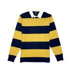  J Crew J.Crew мужской Men's длинный рукав Rugger рубашка Rugby Striped Shirt темно-синий оттенок желтого полоса Navy Bronzed Sun Gordon