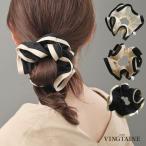 バイカラー シュシュ ヘアアクセサリー 大人 上品 オフィス レディース HS-1