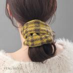 ショッピングシュシュ ニット チェック柄 シュシュ レディース 秋冬 ヘアアクセ 可愛い HS-227 mbgt