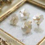 ピアス イヤリング フラワー シェル (S) お花 可愛い ホワイト チタンポスト 上品 2次会 P1132 mbgt