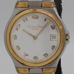 稼働 クリスチャンディオール 39.14.01 128265 QZ ホワイト文字盤 デイト レディース腕時計 0506000 4ERT ABC20571 TAM