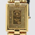 良品 保/箱付 稼働 エルジン K24 インゴット1g FK-577 QZ ゴールド文字盤 メンズ腕時計 0090200 4JWT MTM ABC23088
