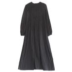 HARDY NOIR アルディーノアール ギャザー ロングワンピース ポリエステル ・F ブラック