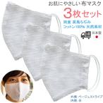 布マスク 日本製 立体型 コットンマスク 高島ちぢみマスク メンズ 大きめ 女性 夏 快適 洗える 涼しい インナーマスク 就寝 ベージュストライプ