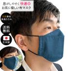 日本製 布マスク おしゃれ 大臣マスク 洗える コットン高島ちぢみ 舟形 大人用 敏感肌 ビジネスマスク 深い青緑 オックス 天然素材 Y485