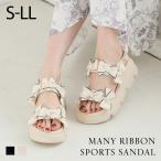 サンダル レディース 歩きやすい リボン 厚底 サンダル レディース スポサン スポーツサンダル ストラップ フェミニン V37207SM VIVIAN