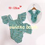 子供水着 ナチュラル チェックフリルワンピース水着 プール用品 おしゃれ 女の子 90 100 110 120