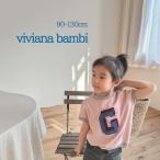 韓国子供服 ワッペン付きパイピングTシャツ トップス おしゃれ 女の子 90 100 110 120 130