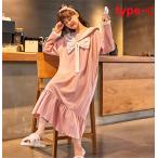 ルームウエア レディース ワンピース 膝丈 部屋着 パジャマ 大きいサイズ 七分袖 クルーネック カジュアル vivishow