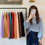 ショッピングカットソー カットソー Tシャツ レディース 長袖Tシャツ ゆったり Tシャツ 無地 ドロップショルダー 抜け感 ラウンドネック 無地Tシャツ バルーンスリーブ