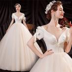 ウェディングドレス 谷間見せドレス 欧米風ドレス 花嫁 結婚式 披露宴 大きいサイズ Aラインドレス ブライダルドレス ロングドレス お姫様 新作