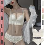 レディース ランジェリー 下着 女性下着 ブラジャー ショーツ 谷間 上下セット シンプル レース
