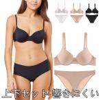 レディース ランジェリー ブラ ショーツ 上下セット シンプル 通気性 響きにくい