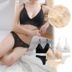 ブラジャー ショーツセット繊細レース ノンワイヤー ブラ&ショーツセット Tバック 楽ちん