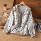  Parker кардиган linen блуза с капюшоном . женский tops точка полька-дот хлопок свободно передний открытие внешний незначительный куриные крылышки тканый 