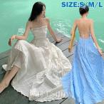 ワンピース 夏 レディース リゾート 海 キャミワンピース サマードレス マキシ丈 マキシワンピース ロング丈 背中開き Aライン デート 20代 30代 40代