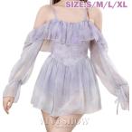 ショッピングワンピース 夏 レディース 水着 夏 レディース ワンピース 長袖 ワンピース 体型カバー おしゃれ 可愛い セクシー 透け シースルー 袖 フリル ワンピース  可愛い