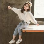 ショッピング韓国子供服 子供服 セットアップ 女の子 長袖 春秋 秋着 上下セット 韓国子供服 キッズ ジュニア Tシャツ デニムパンツ 長ズボン 可愛い おしゃれ 小学生 通学着 新品