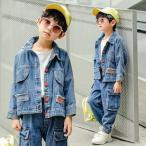 子供服 セットアップ キッズ おしゃれ 男の子 長袖 秋冬 上下セット 韓国子供服 ジュニア デニムジャケット デニムパンツ 長ズボン カジュアル 可愛い 通学着