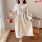 ネグリジェ モコモコ バスロープ ルームウェア　レディース 秋冬 長袖 前開き 厚手 保温  ナイトガウン  パジャマ ルームウェア