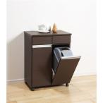 ダストボックス/蓋付きゴミ箱幅55cmキャスター付きブラウン爆買