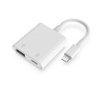 Lightning - USB-A（OTG）+ Lightning（charge）ホワイト（MH-351）〔データ通信（480Mbps）〕〔充電12W〕【メール便 送料無料】