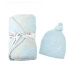 kasi одежда одеяло покрывало шляпа комплект вязаная шапка детская одежда baby BABY BLANKET STAR W/ CAP kashwere подарок комплект празднование рождения оттенок голубого 