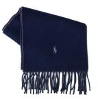 ポロラルフローレン マフラー メンズ&レディース Polo Ralph Lauren ウール リバーシブル ロゴ ネイビー チャコール