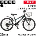 ショッピングmtb 子供用自転車 ジュニアマウンテンバイク MTB 22インチ シマノ製6段変速 ダイナモライト 前カゴ 後輪錠 泥除け ネクスタイル NEXTYLE NX-CTB01