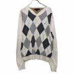 TOMMY HILFIGER хлопок вязаный свитер M белый серый бежевый Tommy Hilfiger a-gai б/у одежда . America скупка a510-6495