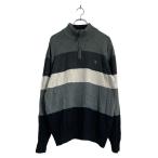 U.S. POLO ASSN. хлопок окантовка вязаный свитер L серый белый черный половина Zip б/у одежда . America скупка a512-5868