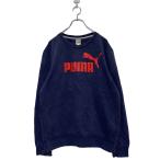 PUMA принт тренировочный футболка M темно-синий Puma обратная сторона ворсистый Logo б/у одежда . America скупка a601-6076