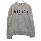 Disney герой тренировочный футболка женский S светло-серый черный Mickey украшен блестками б/у одежда . America скупка a601-6305