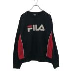 FILA Logo тренировочный футболка M черный красный filler обратная сторона ворсистый б/у одежда . America скупка a601-6315
